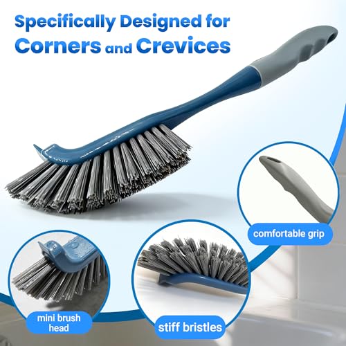 3 Pack Hard Bristle Scrub Brush Set, Cleaning Brush Designed for Cleaning Shower, Bathroom Faucets, Tile Grout, Sink Edges, Around Toilets, and Hard to Reach Corners and Crevices - view 3