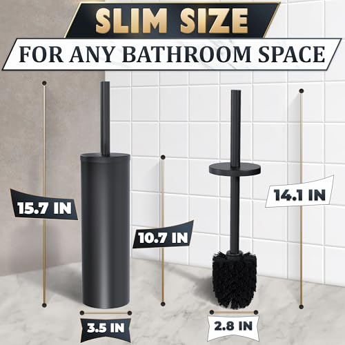 Black Toilet Brush and Holder Set, Matte Black Toilet Bowl Cleaner Brush - view 2