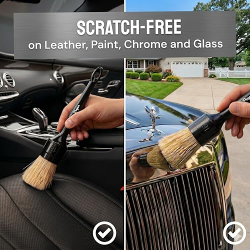 Car Detailing Brush Set for Interior or Exterior | 3-Pack | Ultra Soft Boars Hair Bristles - view 3