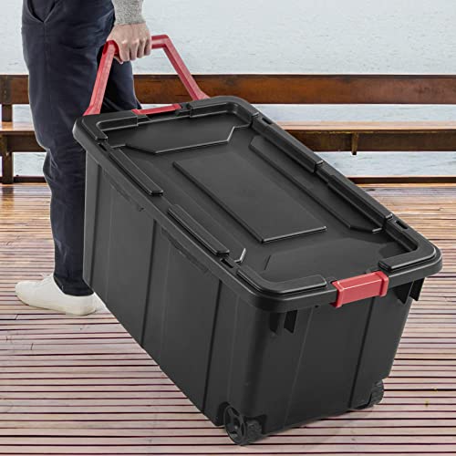 Storage Bins 40 Gallon Heavy-Duty Plastic Storage Bins, 2 Pack Container Totes with Durable Lid and Secure Latching Buckles, Stackable, Tough Storage Containers for Garage and Metal Rack Organizing - view 4