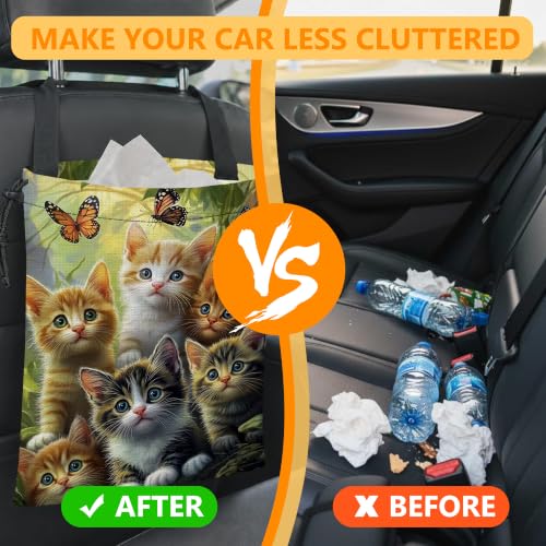 Car Trash Bag,Cute Cats Drawstring Car Garbage Bag with Adjustable Buckle - view 5