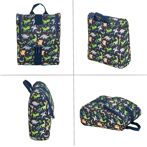Cute Cartoon Hanging Kids Toiletry Bag Children Travel Cosmetic Makeup Organizer Wash Bag Shower bag Over Night Bag Camping Shaving Kit Bag for Boys & Girls (Dinosaurs) - view 3
