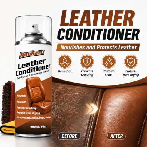 Leather Cleaner and Conditioner Kit,2 x 14 oz Car Leather Care Set with Horsehair Cleaning Brush, Deep Cleans, Conditions and Restores Car Interiors, Furniture, Shoes, Boots, Bags & Apparel - view 4