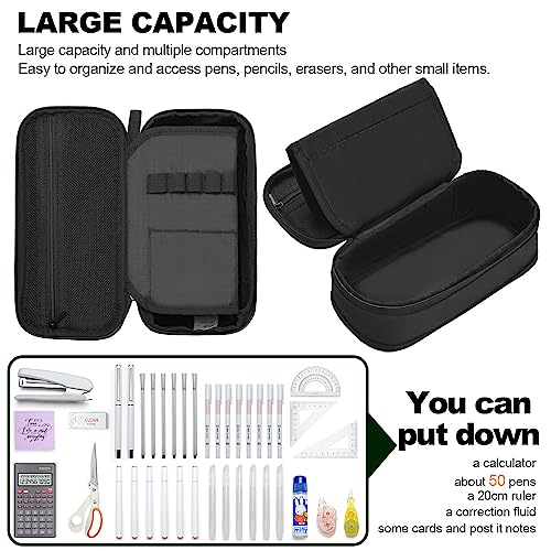 Foldable Pencil Case Pouch Bag for Boys Teens Big Capacity Box,Black - view 6