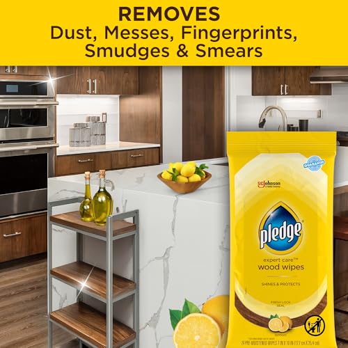 Pledge Expert Care Enhancing Wood Wipes, Lemon Scent, 24 Count, white - view 3