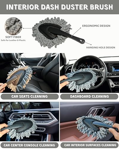 18Pcs Professional Car Interior Detailing Kit All-in-One Cleaning Tools for Windows, Dashboard, Vents, Windshield Cleaner Brush, Magic Sponge, Chamois Cloth, Detailing Brushes & Accessories - view 2