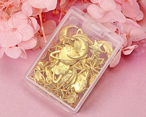 Cosmos Themed Resin Fillers Charms Beads 42Pcs Gold Alloy Star Moon Planet Filling Accessories for Epoxy Resin Craft Jewelry Making - view 7
