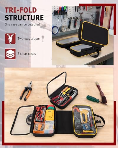 Roll Up Tool Bag with 3 Clear Window Cases (One Detachable) - view 3