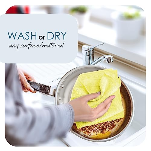 Microfiber Cleaning Cloth Set - 12 Pack Yellow Washcloths, 12''x12'' Reusable Towels for Cars, Lint-Free Rags (V-HH-Cloth-M-12-Ylw) - view 3
