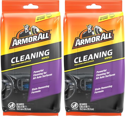 Car Interior Cleaner Wipes, Interior Cleaning Wipes for Cars, Trucks, Motorcycles, 60 Each (Pack of 2)