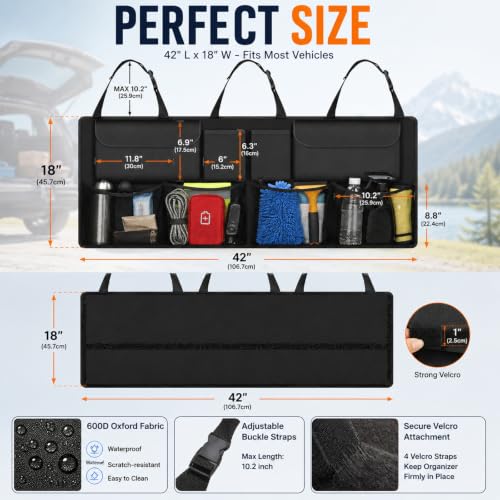 Car Trunk Organizer Large Capacity Backseat Trunk Organizer Storage for SUV - view 2