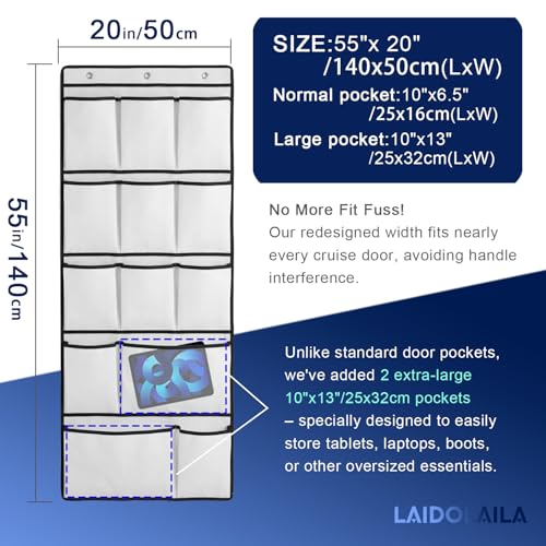 Magnetic Cruise Door Organizer – 13-Pocket Hanging Storage with 2 Large Shoe Pockets, No Hook Needed, Includes 3 Bonus Hooks, 2025 2026 Cruise Ship Essentials for Cabin, Bathroom, or Closet Use - view 3