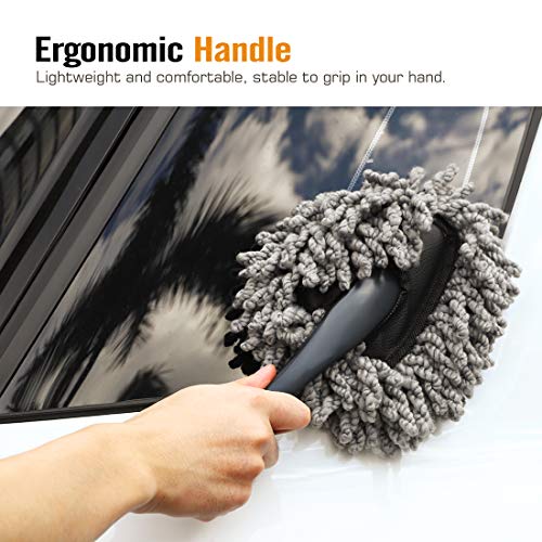 2 Pack Microfiber Car Dash Duster, Super Soft No-Scratch Interior Detail Brush for Dashboard, Air Vents & Center Console, Washable Reusable Cleaning Tool, Gray - view 4