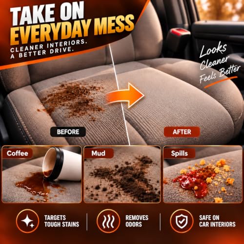 Car Seat & Carpet Cleaner Spray, Upholstery Stain Remover Kit with Brush - view 6