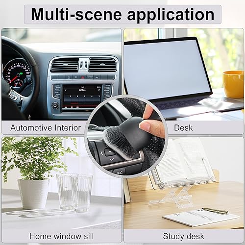 Car Detailing Brushes, Car Interior Dust Sweeping Soft Brush, Soft Bristles Brush Cleaning Tool for Automotive Dashboard, Air Conditioner Vents, Computer, Scratch Free(Black with White) - view 6