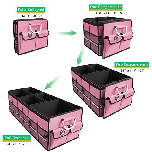 Big Car Trunk Organizer, Cargo Organizer SUV Trunk Storage Non Slip Bottom Waterproof Collapsible Durable Multi Compartments-(Oversize,Pink) - view 5