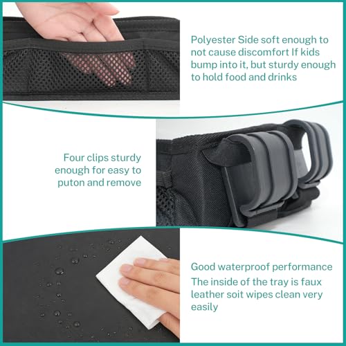Stroller Snack Tray Attachment, Universal Stroller Organizer for Cargo Management, Non-Slip Multi-Purpose Caddy, Durable & Easy-Clean, Foldable Design for Travel, Small Size 7.5" x 15" (1-Pack) - view 6
