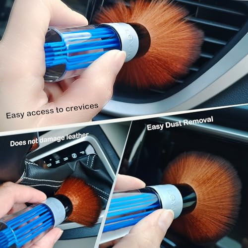 Car Interior Dusting Brush Auto Dust Sweeping Soft Detail Brush Mini Dash Duster for Dust Cleaning for Air Vent,Dashboard,Small Wool Duster for Car Detailing Brushes Interior 2PCS - view 4