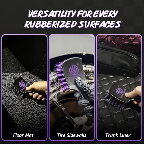 Pro Tire Cleaning Brush, Gentle Stiff Mixed Bristles,Short Handle - view 6