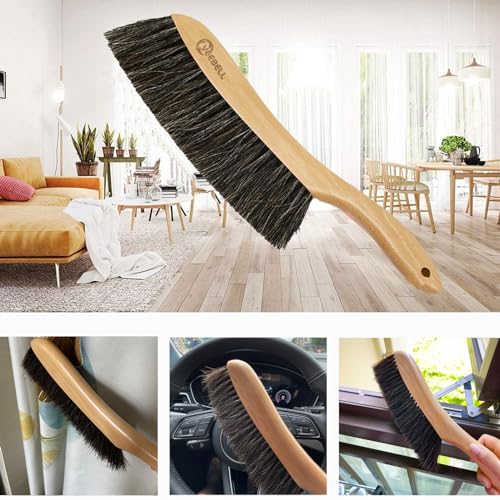 Horse Hair Brush Hand Broom Dusting Brush for Home Cleaning, Wood Handle Soft Brush Duster for Counter Furniture, Bed, Bench Fireplace,Car, Shop Brush Cleaning 14" Long - view 3