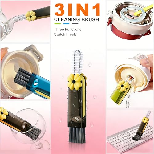 3 in 1 Cup Lid Cleaning Brush - Upgrade Cup Lid Brush, Portable Water Bottle Crevice Cleaner Brush for Tiny Cup Lid Detail, Bottle Tight Spaces Cup, Sealed Food Storage Containers with Lids(3 PCS) - view 4