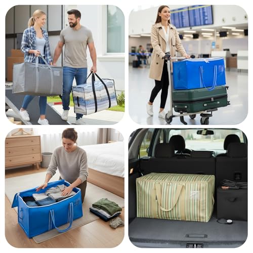 6-Pack Oversized Moving Bags with Reinforced Handles, Heavy-Duty Storage Tote for Clothes, Moving Supplies (Royal Blue, 6-Pack) - view 3