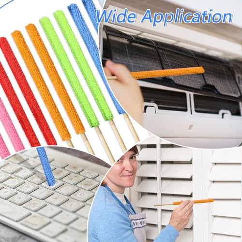 12 Pcs Microfiber Detail Duster Sticks Fan Cleaning Brush Crevice Cleaning Tool AC Vent Cleaner Mini Split Cleaning Kit Fan Blade Cleaner Dusters for Cleaning Home Car Window Blind(Multicolors) - view 7