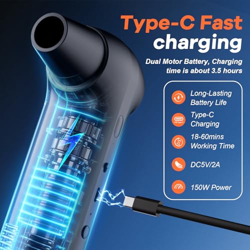 Compressed Air Duster&Vacuum Cleaner, 2-in-1 130000RPM Cordless Air Blower - view 5