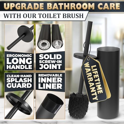 Black Toilet Brush and Holder Set, Matte Black Toilet Bowl Cleaner Brush - view 4