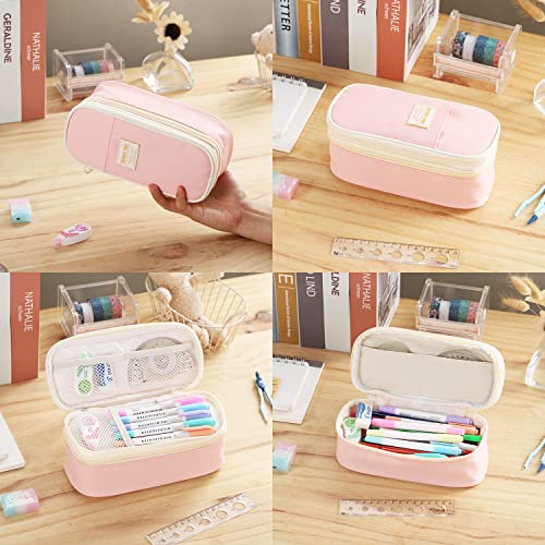 Large Pencil Case for Girls Kids Teens Big Zipper Pencil Pouch Pink - view 6