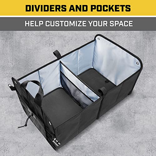 FlexTrunk Car Trunk Organizer Storage - Collapsible Dual-Compartment Automotive Adjustable Pockets Expandable Sturdy Multipurpose Folding Cargo Store for Auto Backseat, Black (CATO-201) - view 4