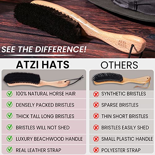 Clothes Brush, Horse Hair Bristle, Cowboy Hat Brush, Suit Lint Brush, Wool, Cashmere, Velvet, Suede, Fabric Brush, Furniture Pet Hair Brush, Long Beech Wood Handle - view 4