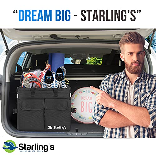 Car Trunk Organizer Super Strong, Foldable Storage Cargo Box for SUV, Auto, Truck Nonslip Waterproof Bottom, Fits any Vehicle, Come w Adjustable TieDown Straps W LID (Black, 2 - view 4