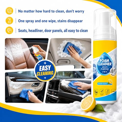 4-in-1 Multi Enzyme Foam Cleaner, All-Purpose Deep Cleaning Spray,Powerful & Multipurpose Car Interior Foam Cleaners for Car Interior, Kitchen Grease, Bathroom Tiles (1) - view 6