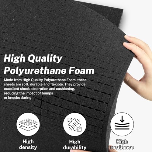Polyurethane Foam Padding, 16 x 12 x 4 Inch Black Perforated Pick and Pluck Foam Sheets for Tool Box, Camera, Crafts and Storage - view 3