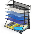 6-Tier Desk Organizer & Sliding Paper Tray, Black