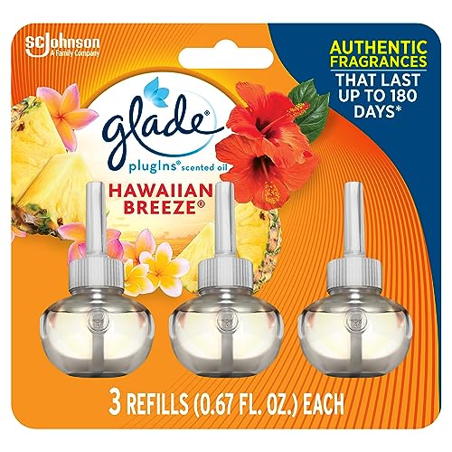 PlugIns Refills Air Freshener, Scented and Essential Oils for Home and Bathroom, Hawaiian Breeze, 2.01 Fl Oz, 3 Count
