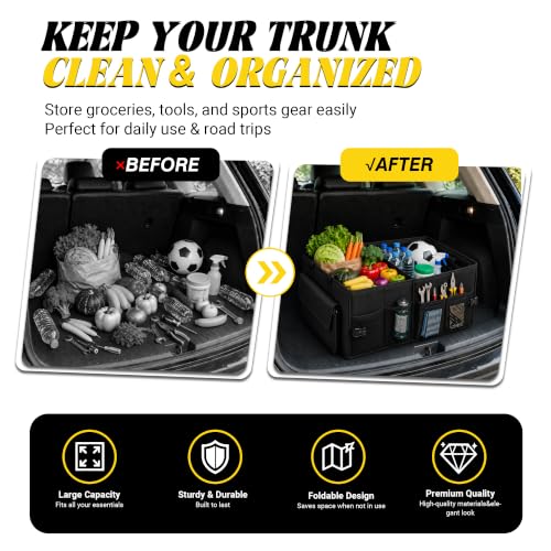 45L Trunk Organizer, Small Foldable Car Organizer for SUV, Jeep, Sedan - view 6