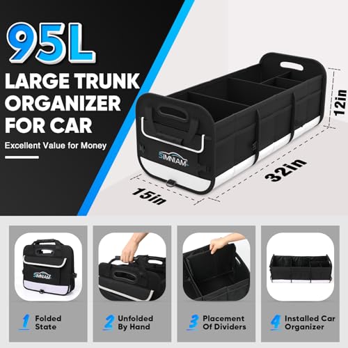 Large Car Trunk Organizer - with 5 Compartments Trunk Organizers and Storage SUV, Reinforced Handle, Securing Straps, Trunk Organizer Available for Car, SUV, Truck, Minivan - view 2