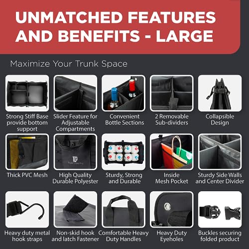 Car Trunk Organizer for SUV & Truck Cargo Storage, Large, Black - view 4