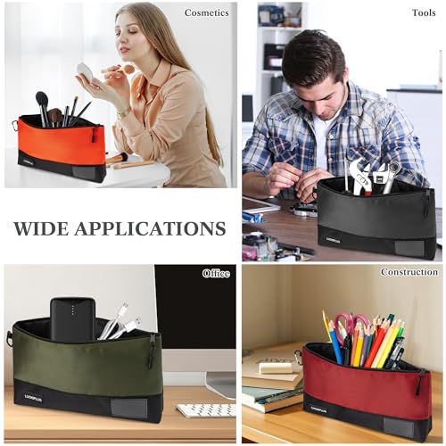 Canvas Tool Pouches Small Tool Bags with Zipper & Carabiner Clip Heavy Duty Zippered Tool Pouch Organizer Multipurpose Durable Mini Utility Setwear Tool Organization - view 6