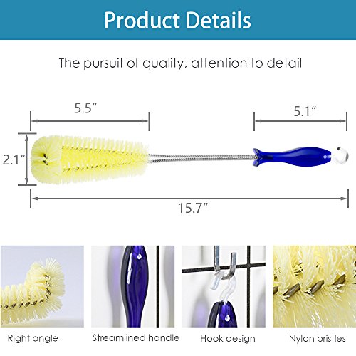 Long Bottle Brush Cleaner -16" Bottle Cleaning Brush Flexional Water Bottle Cleaner Washer Tool for Water Bottles,Cup,Tumblers or Wine Stemware - view 2