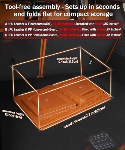 Trunk Organizer for suv,car storage organizer,lid Box,PU Leather & PP Honeycomb Board,Fixed with screws extremely sturdy,Collapsible and Adjustable(Reinforced: 25.6"L×13"W×12.4"H, 60lbs,4K in³) - view 5