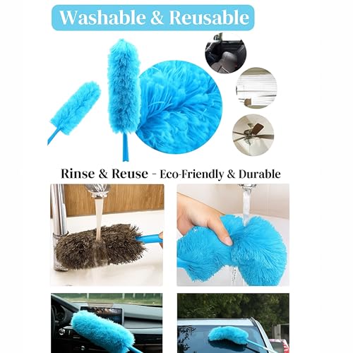 Microfiber Duster - 22'' Ceiling Fan Cleaner Duster, Dust Brush for Cleaning Window Blinds, Ceiling Fans, Furniture & Cars, Reusable Dust Remover Wand, Washable & Flexible Duster - view 3
