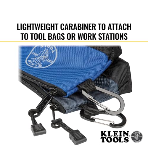 55559 Stand-Up Zipper Bag Tool Pouch with Carabiners, 7-Inch Blue and 14-Inch Gray Utility Bags with Reinforced Bottom, 2-Pack - view 3
