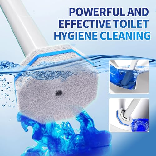 Disposable Toilet Brush Cleaning System with 50pcs Refills Pads Replacement Heads, Toilet Cleaning Stick, Wall Mounted Wand Kit Bathroom Maintenance, Toilet Bowl Cleaner Brush Holder and Set - view 2