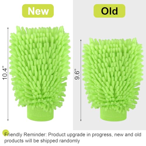 3 Pack Chenille Microfiber Car Wash Mitt, 7" x 9.6", Blue, Green, Grey - view 3