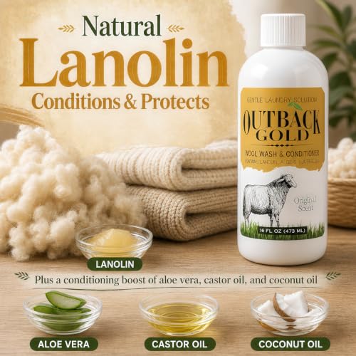 Outback Gold Wool Wash 16 oz, Original Floral Scent, Lanolin Wool Detergent - view 2