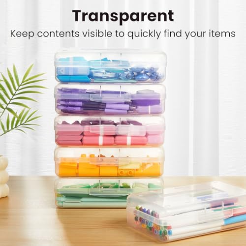 Plastic Pencil Case Box 6 Pack, Large Crayon Maker Pen Organizer - view 3