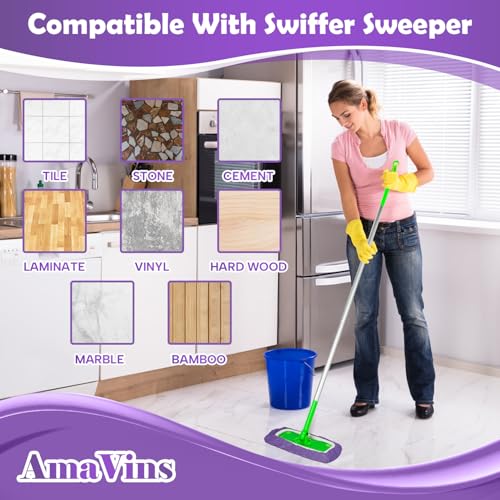 5 Pack Reusable Microfiber Mop Pads Compatible with Swiffer Sweeper Mop, Wet and Dry Flat mop Cover, Washable Mop Pads for Surface/Hardwood Floor Cleaning (Mop is Not Included) - view 7